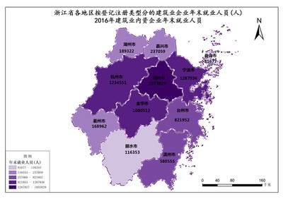 浙江省2016年建筑業(yè)內(nèi)資企業(yè)年末就業(yè)人員